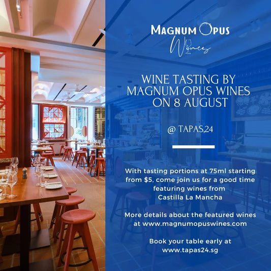 Featuring 5 wines from Castilla La Mancha with 75ml tasting portions starting from $5++